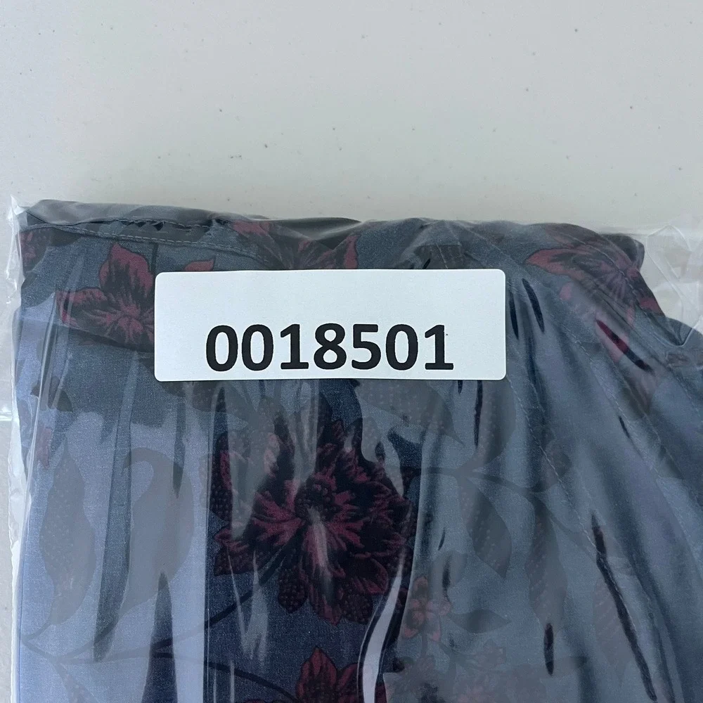 Banana Republic Mens Luxe Poplin Untucked Slim Fit Floral Shirt Blue Burgundy M